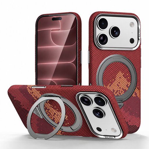كفر آيفون 18 برو ماكس كيفلار من سيلادا مع ماك سيف ومسند دوّار iPhone 18 Pro Max SULADA Kevlar MagSafe 360° Rotating Case