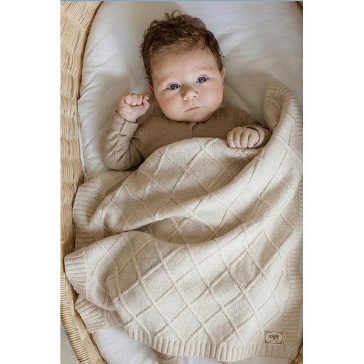 Knitted Baby Blanket 80x100 cm - NATUREL