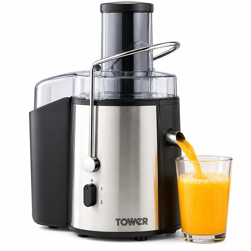 عصارة فواكه وخضروات كهربائية تاور ستانلس ستيل Tower Electric Fruit & Vegetable Juicer Stainless Steel