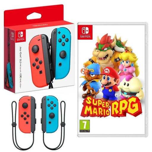 باندل نينتندو سويتش جوي كون نيون أحمر وأزرق مع لعبة سوبر ماريو آر بي جي Nintendo Switch Joy-Con (Neon Red / Neon Blue) & Super Mario RPG Bundle