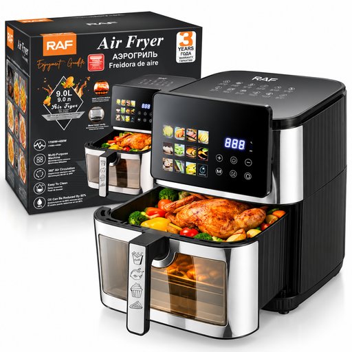 قلاية هوائية راف 9 لتر بشاشة لمس رقمية موديل R.5013 RAF Digital Air Fryer 9L Touch Screen R.5013