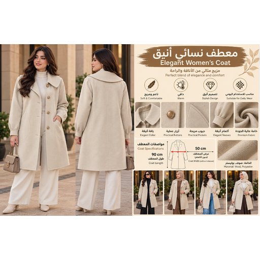 معطف نسائي طويل B03 B03 Women's Long Coat