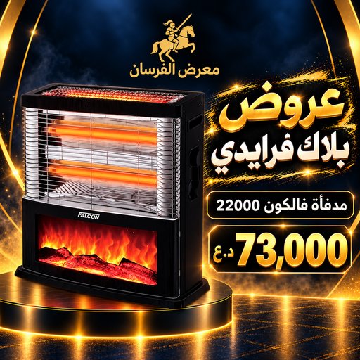 مدفأة فالكون كهربائية منظر فحم 22000 Falcon FC-22000 Electric Fireplace Heater - Black