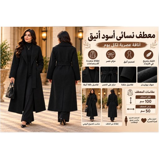 معطف نسائي طويل B01 B01 Women's Long Coat