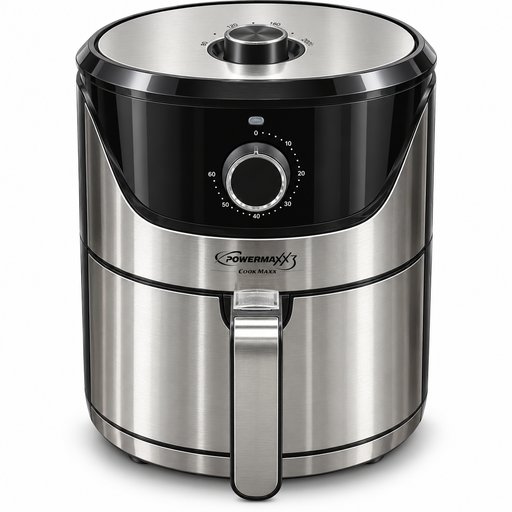 قلاية هوائية باور ماكس كوك ماكس سعة 7 لتر – 1800 واط – أسود وسلفر PowerMaxx Cook Maxx Air Fryer 7L – 1800W – Black & Silver