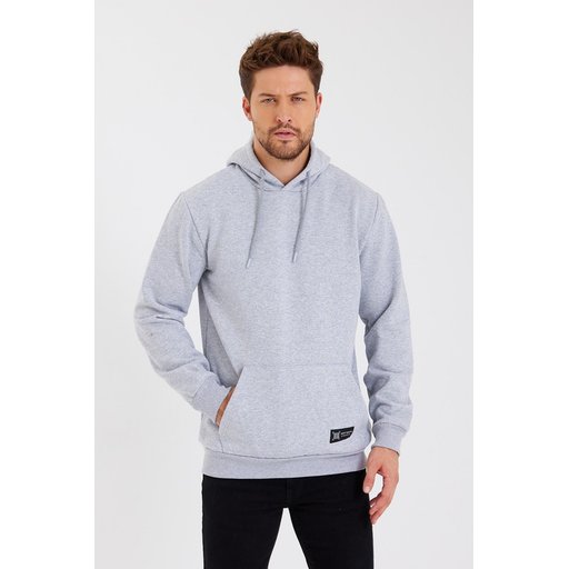 سويت شيرت رجالي بغطاء رأس وجيب كانجارو - رمادي Men's Hoodie with Kangaroo Pocket - Grey