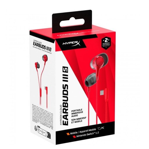 سماعة ألعاب سلكية داخل الأذن هايبر إكس كلاود إيربودز 3S تايب سي – أحمر HyperX Cloud Earbuds IIIS USB Gaming Earbuds – Red