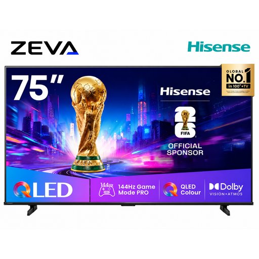 شاشة هايسنس 75 إنش QLED 4K ذكية مع معدل تحديث 144Hz وتقنية Dolby Vision Hisense 75-Inch QLED 4K Smart TV with 144Hz Refresh Rate and Dolby Vision