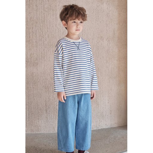 طقم بنطلون واسع موسمي 2-10 أزرق مخطط Seasonal Wide-Cut Pants Set 2-10 Blue Striped