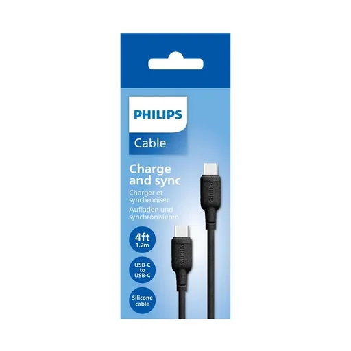 كابل شحن ومزامنة فيليبس من تايب سي إلى تايب سي سيليكون Philips USB-C to USB-C Silicone Charge and Sync Cable