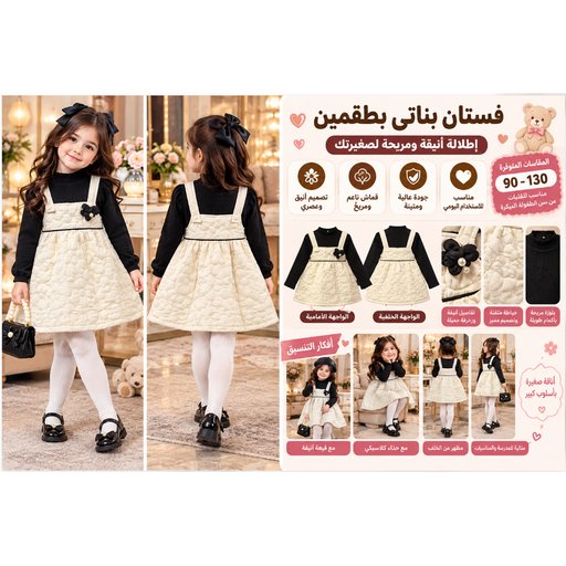طقم ملابس أطفال من قطعتين مع فستان D2278 Kids' Two-Piece Dress Set