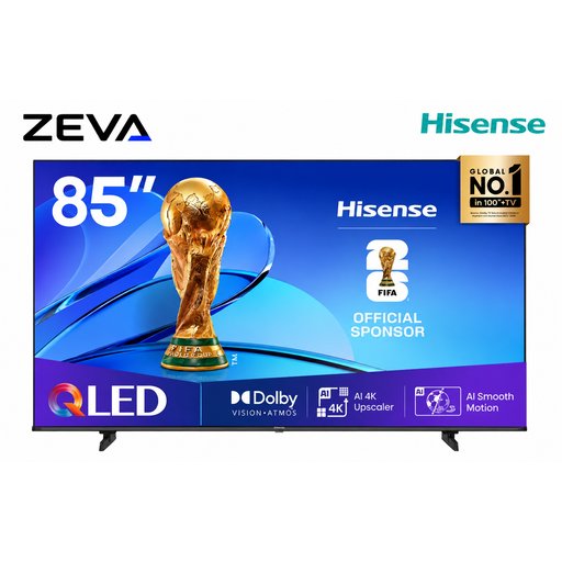 شاشة هايسنس 85 إنش QLED 4K ذكية مع معدل تحديث 144Hz وتقنية Dolby Vision Hisense 85-Inch QLED 4K Smart TV with 144Hz Refresh Rate and Dolby Vision