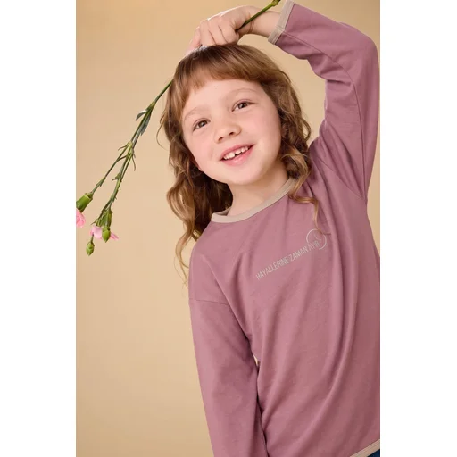 تيشيرت أطفال بأكمام طويلة وقصة واسعة - ليلكي (2-8 سنوات) Kids' Loose Fit Long Sleeve T-Shirt - Lilac (2-8 Years)