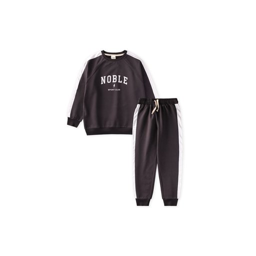 طقم سويت شيرت ولادي مطبوع - أنثراسيت (8-12 سنة) Boys' Printed Sweatshirt Set - Anthracite (8-12 Years)