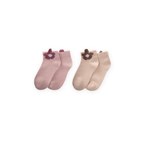 جوارب باتيك ثلاثية الأبعاد مزدوجة للأطفال 5-12 سنة - رملي، بودرة Dual 3D Patik Socks for Kids 5-12 Years - Sand, Powder
