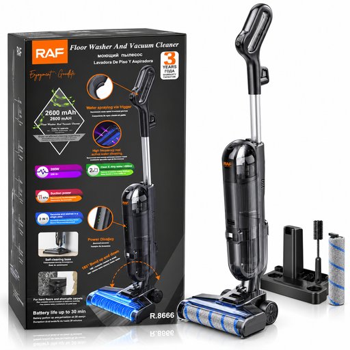 مكنسة غسيل وتجفيف الأرضيات لاسلكية راف 200 واط موديل R.8666 RAF Cordless Floor Washer & Vacuum Cleaner 200W R.8666