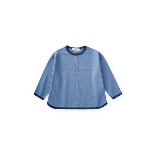 تي شيرت أطفال بأكمام طويلة وقصة واسعة، 2-8 سنوات، أزرق نيلي Kids' Loose Fit Long Sleeve T-Shirt, 2-8 Years, Indigo Blue