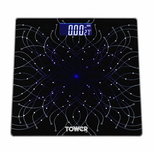 ميزان وزن إلكتروني رقمي زجاجي تاور TOWER بشاشة LCD TOWER Digital Electronic Glass Bathroom Scale with LCD Display