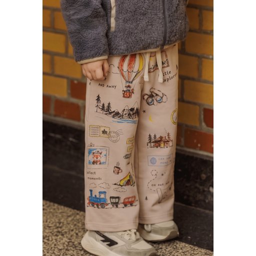 بنطلون أطفال مطبوع من 2-7 سنوات - بيج Printed Kids Trousers for 2-7 Years - Beige
