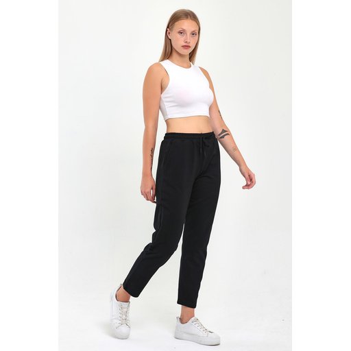 بنطال رياضي كلاسيكي نسائي بجيوب - أسود Women's Classic Pocketed Sweatpants - Black