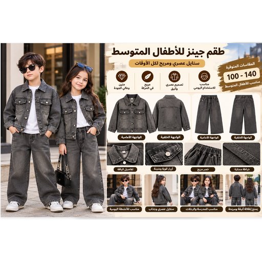 طقم جينز للأطفال للجنسين Unisex Kids' Denim Set