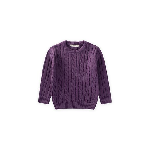 كنزة أطفال محبوكة بنفسجية - 1-8 سنوات Kids' Cable Knit Sweater - Purple, 1-8 Years