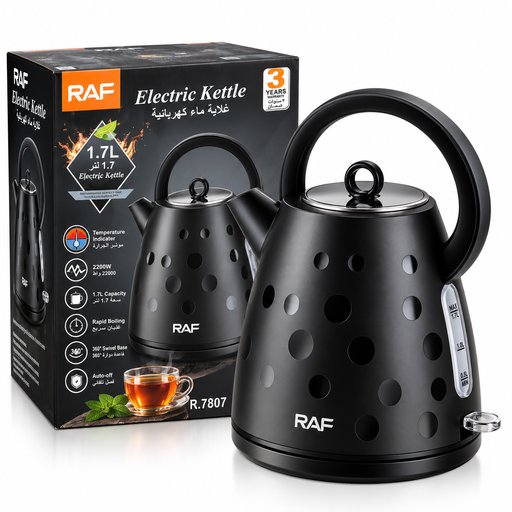غلاية ماء كهربائية راف بتصميم إبريق – سعة 1.7 لتر – 2200 واط – موديل R.7807 RAF Electric Kettle – 1.7L – 2200W – R.7807