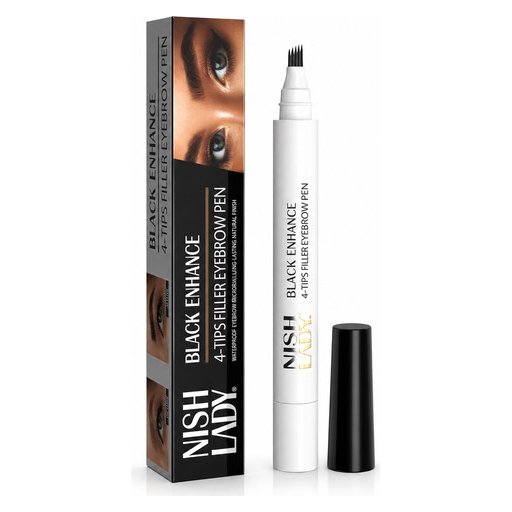 نيش ليدي قلم ملء وتحديد الحواجب برأس رباعي اسود Nish Lady Black Enhance 4-Tips Filler Eyebrow Pen