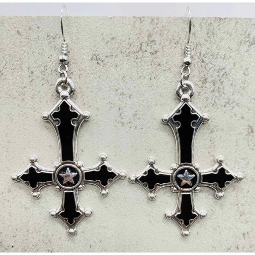 تراجي الصليب الاسود Black cross earrings