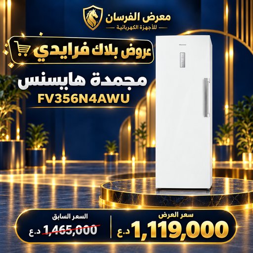 مجمدة هايسنس FV356N4AWU – عمودية بباب واحد – أبيض Hisense FV356N4AWU Upright Freezer - White