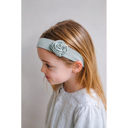باندانا مطاطية من الموسلين بتصميم وردة - أخضر نعناعي Muslin Rose Pattern Elastic Bandana - Mint Green