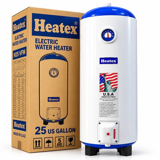 سخان ماء كهربائي هيتكس أرضي 100 لتر – 25 غالون – 3000 واط – H25 VFM Heatex Electric Water Heater 100L – 25 US Gallon – 3000W – H25 VFM