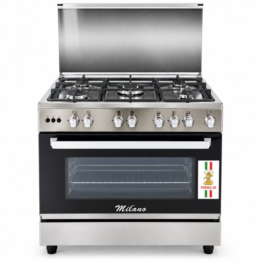 طباخ غاز ميلانو الإيطالي 5 شعلات مع فرن وشواية – موديل F99NC-M Milano 5 Burner Gas Cooker with Oven & Grill – F99NC-M