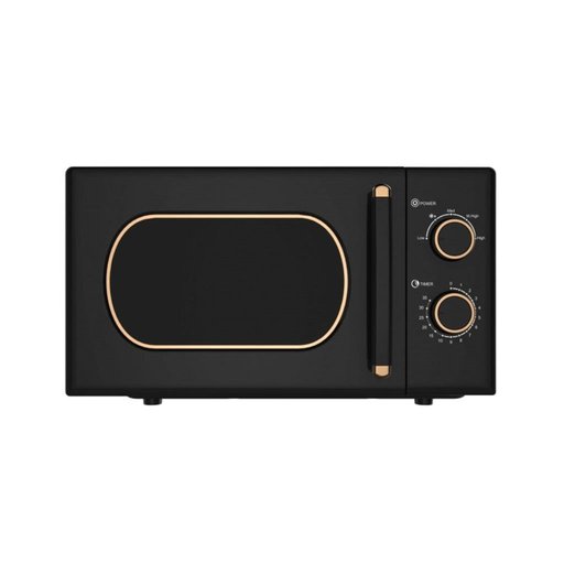 مايكروويف أطلس 20 لتر، 700 واط – تصميم ريترو أسود بلمسات ذهبية ATLAS 20L Mechanical Microwave Oven 700W – C20MXP17-E70