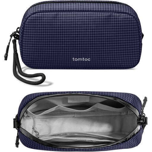 تومتوك - حقيبة ملحقات إلكترونية Light-T12 سعة 1 لتر - ازرق غامق مخطط Tomtoc Light-T12 Electronic Accessory Pouch Pro 1L Navy Blue Plaid
