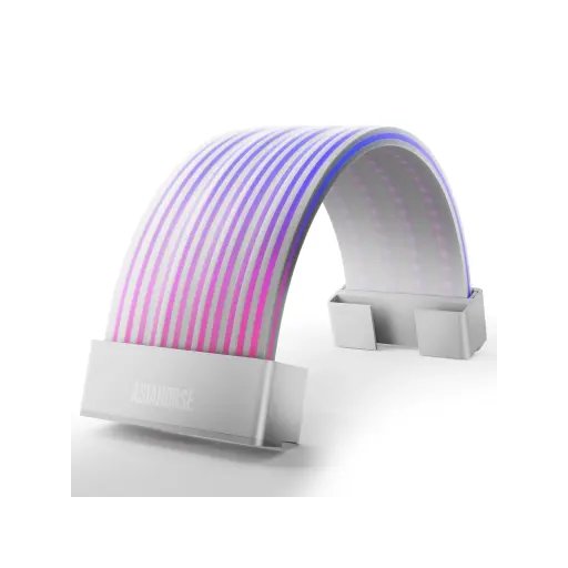 غطاء كيبل الطاقة آسيا هورس Aurora ARGB بمنفذ 24-Pin مع إضاءة RGB ووحدة تحكم وريموت – أبيض AsiaHorse Aurora 24Pin ARGB PSU Cover - WHITE (Controller + Remote)