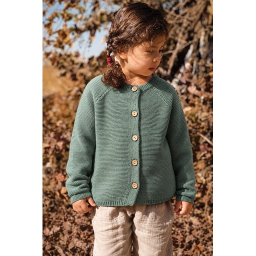 Links سترة تريكو للأطفال 1-8 سنوات - أخضر كاكي Links Knitted Cardigan for Kids 1-8 Years - Khaki Green