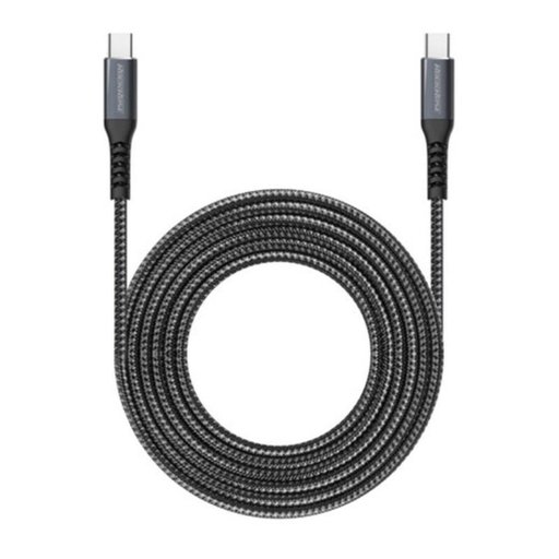 كيبل RR Sparta CC2 بطول 2 متر – USB-C إلى USB-C – 3 أمبير، 65 واط – أسود RR Sparta CC2 3A 65W 2M C to C Cable Black
