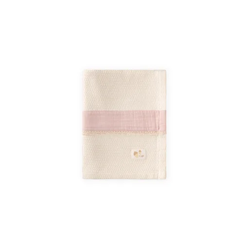 بطانية أطفال بنمط سلة وشرائط 85x100 سم - بودرة طبيعية Baby Blanket with Woven Pattern & Stripes 85x100 cm - Natural Powder