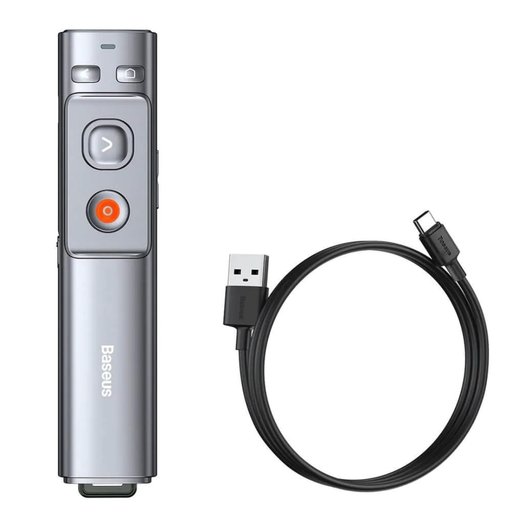ريموت بريزنتر لاسلكي بيسوس أورانج دوت مع ليزر أحمر ومستقبل مزدوج Baseus Rechargeable Orange Dot Wireless Presenter with Red Laser