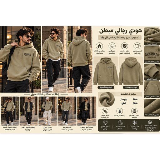 معطف رجالي مبطن بسحاب Men's Padded Zip-Up Jacket 91261