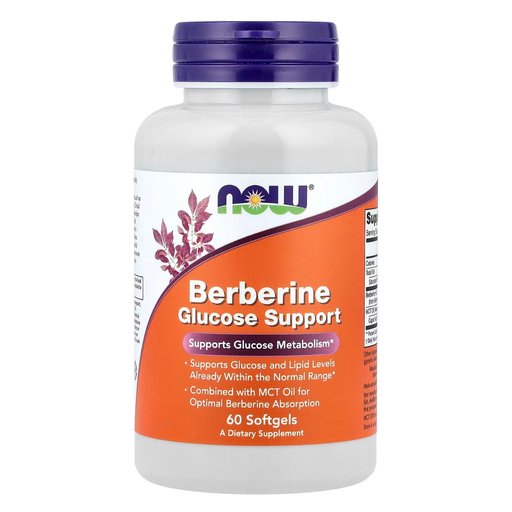 بربرين لدعم مستويات سكر الدم – 400 ملغ، 60 كبسولة هلامية ناو فود Berberine Glucose Support, 60 Softgels