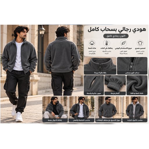 جاكيت رجالي مبطن بسحاب Men's Padded Zip-Up Jacket 91263