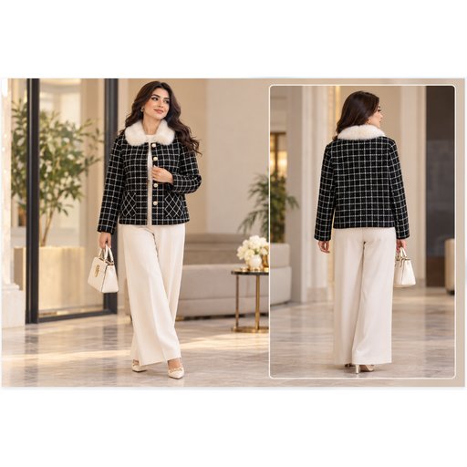 معطف نسائي بقبعة وياقة من الفرو Women's Fur-Collar Hooded Coat 914132