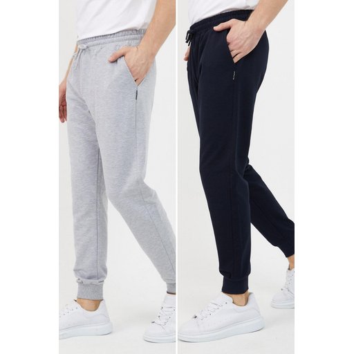 Men's Black-Anthracite Sweatpants with Pockets - Standard Relaxed Fit