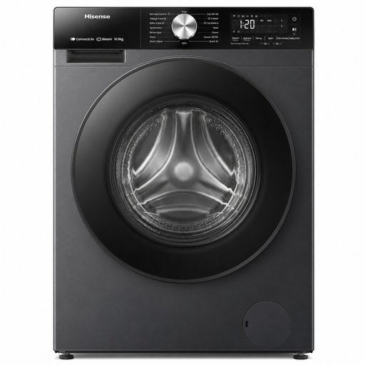 غسالة هايسنس أوتوماتيك أمامية 10 كغم إنفرتر 1400 دورة مع Wi-Fi - أسود Hisense 10KG Front Load Inverter Washing Machine 1400RPM Wi-Fi - black