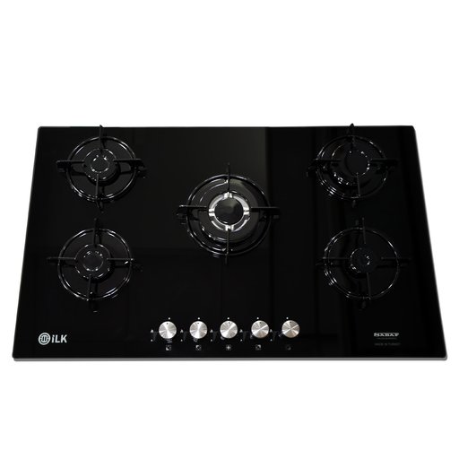 طباخ إيلك منضدي تركي 90×60 سم زجاجي – 5 شعلات إيطالية ILK 90×60cm Turkish Glass Gas Hob – 5 Italian Burners
