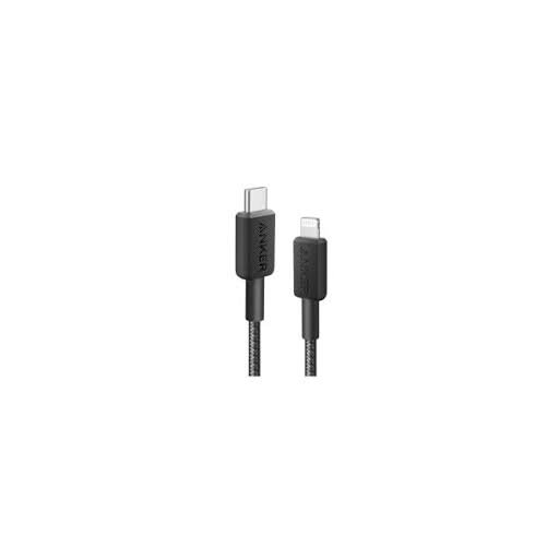 كابل أنكر 322 USB-C إلى Lightning مضفر بطول 6 قدم (1.8 متر) - أسود Anker A81B6H11-322 6ft USB-C To Lightning Cable-Black