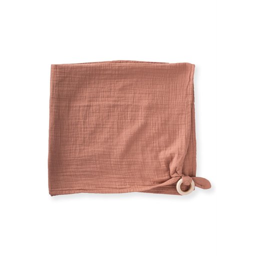 غطاء موسلين بحلقة أذن 70x70 سم - لون قهوة (مغسول مسبقاً) Muslin Ring Ear Cover 70x70 cm - Coffee Color (Pre-Washed)