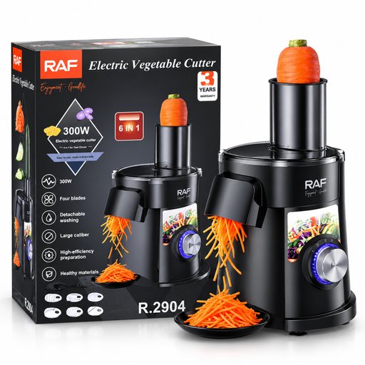 قطاعة خضروات كهربائية راف 6 في 1 بقوة 300 واط موديل R.2904 RAF Electric Vegetable Cutter 6 in 1 300W – R.2904